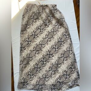 Agraria Neutral Snake-Print Maxi Skirt in Beige and Taupe